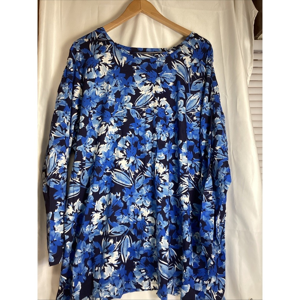 roamans long sleeve new blue flowered shirt size 3x 30/32